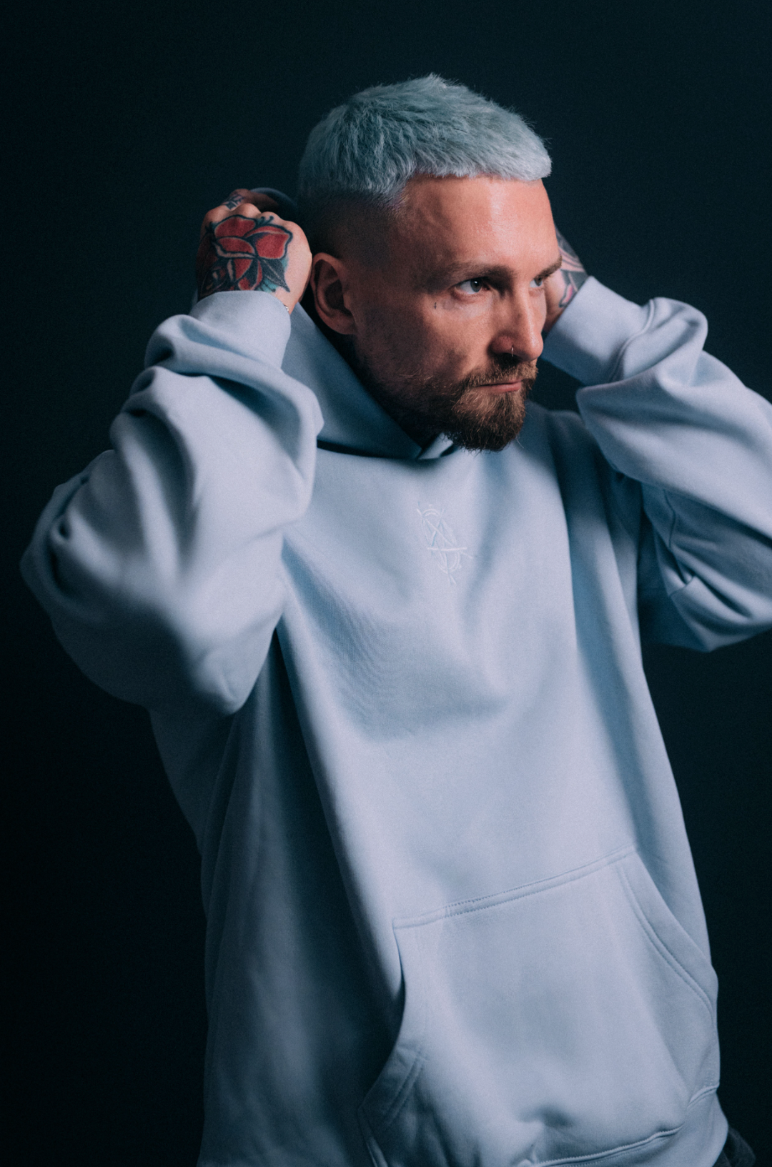 SLAM EMBROIDERED HOODIE POWDER BLUE