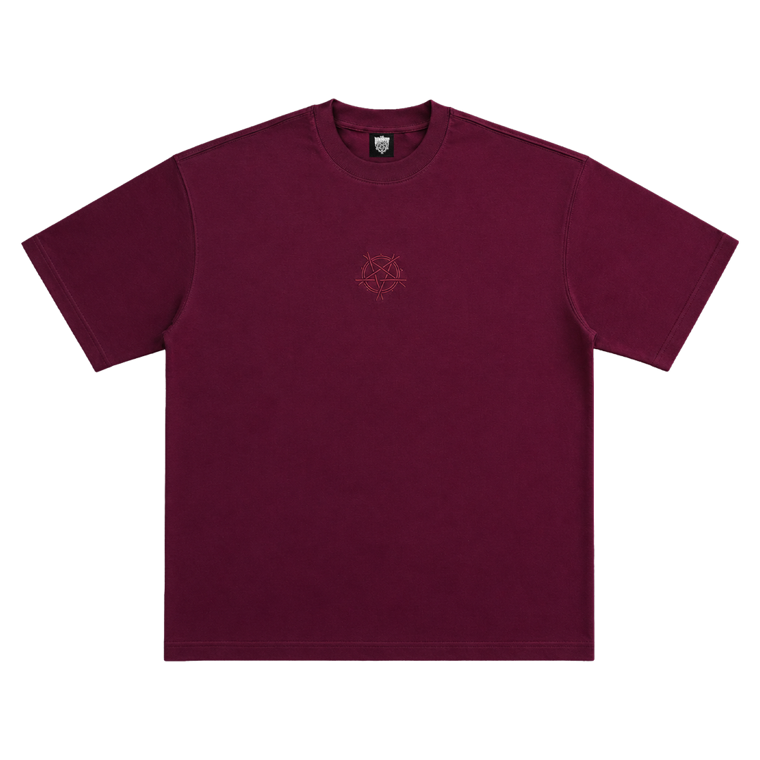 NU SLAM EMBROIDERED TEE - DEEP CRIMSON